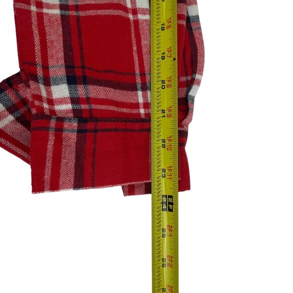Pink Lily Plaid Button-Up Flannel Shirt Red White Pockets L Western Rodeo Casual - Picture 5 of 8
